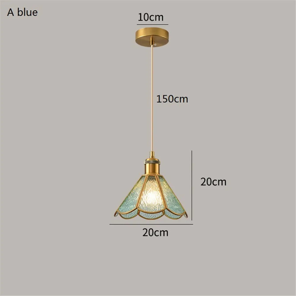 Nordic vintage brass stained glass pendant light loft decorative lighting