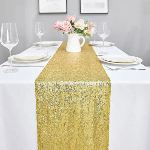 Chemin de table orange paillettes décoration fête mariage