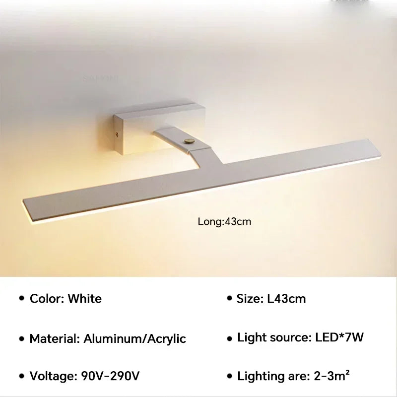 applique murale led moderne étanche pour miroir rotative et lumineuse - vue 11 sur 14