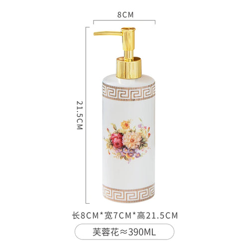 WHYOU-Cermic Liquid Soap Dispensers, Lotion Bottle, Emulsion, Latex Hand Wish Bottles, Light Luxury Bathroom Accessories Set