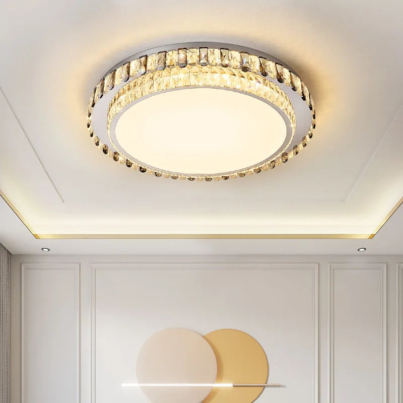 plafonnier led de luxe en cristal rond moderne - vue 2 sur 15