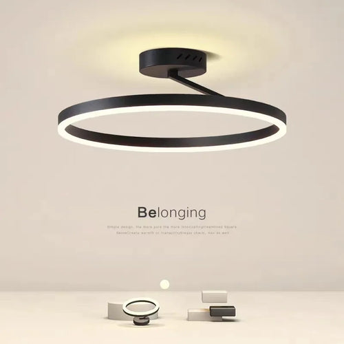 Nordic ring LED ceiling light minimalist modern indoor lighting - vue 2 sur 8