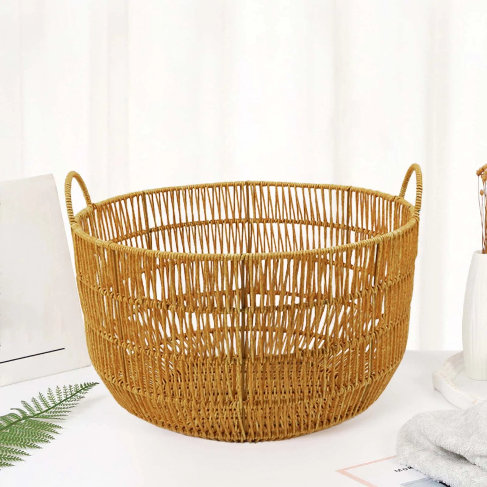 panier tissé imitation rotin pour jouets et linge - vue 5 sur 10