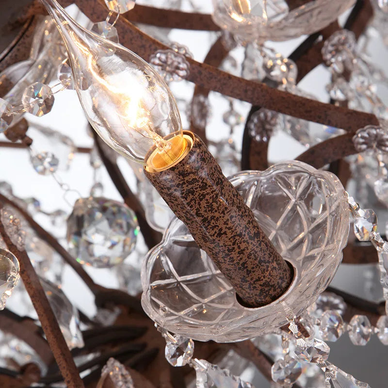 lustre vintage en cristal style cage à oiseaux éclairage led rétro - vue 4 sur 8