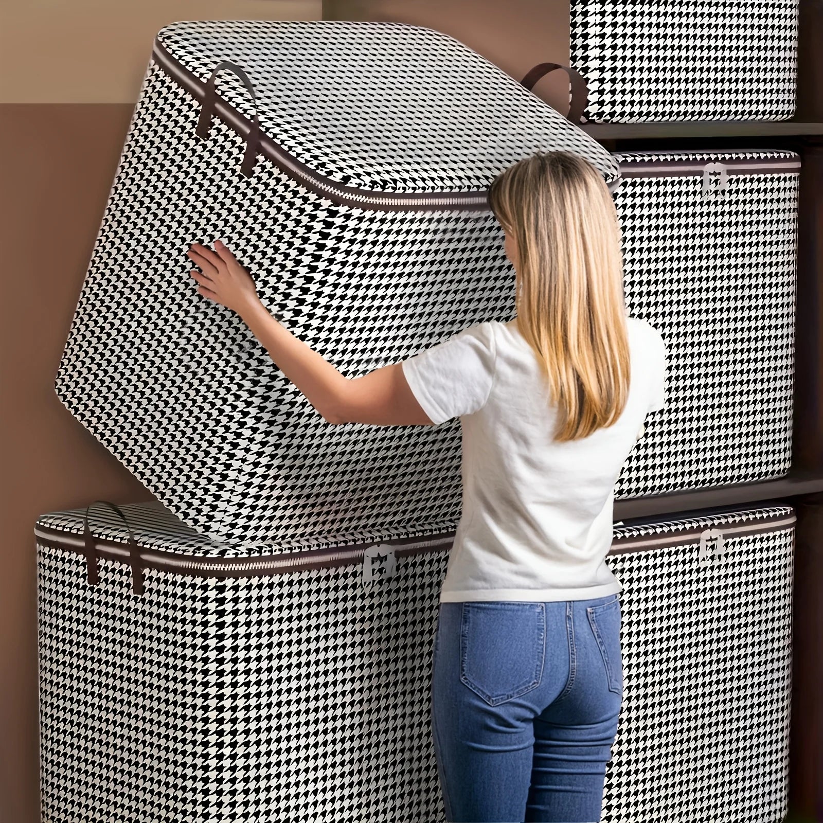 sac de rangement pliant grande capacité pour vêtements avec poignée - vue 2 sur 10