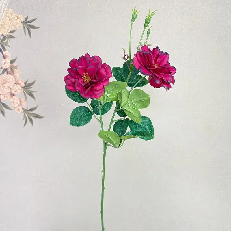 fleurs artificielles deux têtes roses décoration élégante pour intérieur - vue 8 sur 10