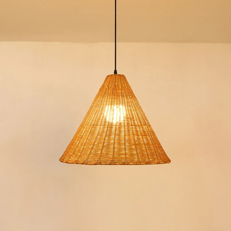 suspension vintage en rotin fait main pour éclairage intérieur - vue 5 sur 16