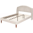 VSOGA Upholstered Bed 140*190 With Slatted Base And Headboard Teen Bed Single Bed Velvet, Beige