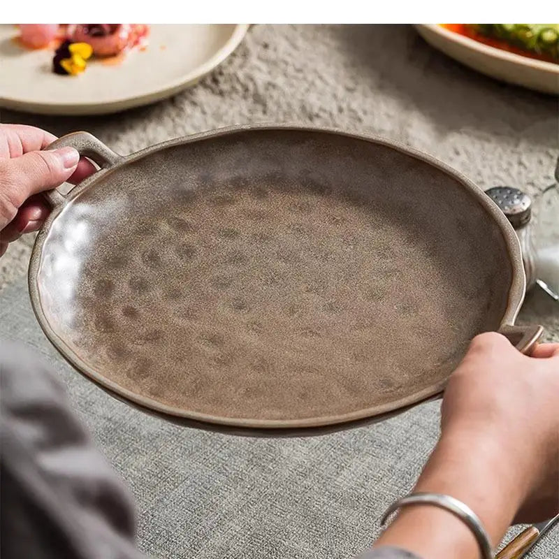 assiette ceramique vintage double oreille motif marteau cuisine