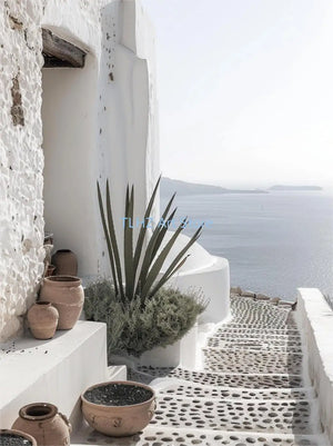 Modern landscape travel posters Greece Santorini