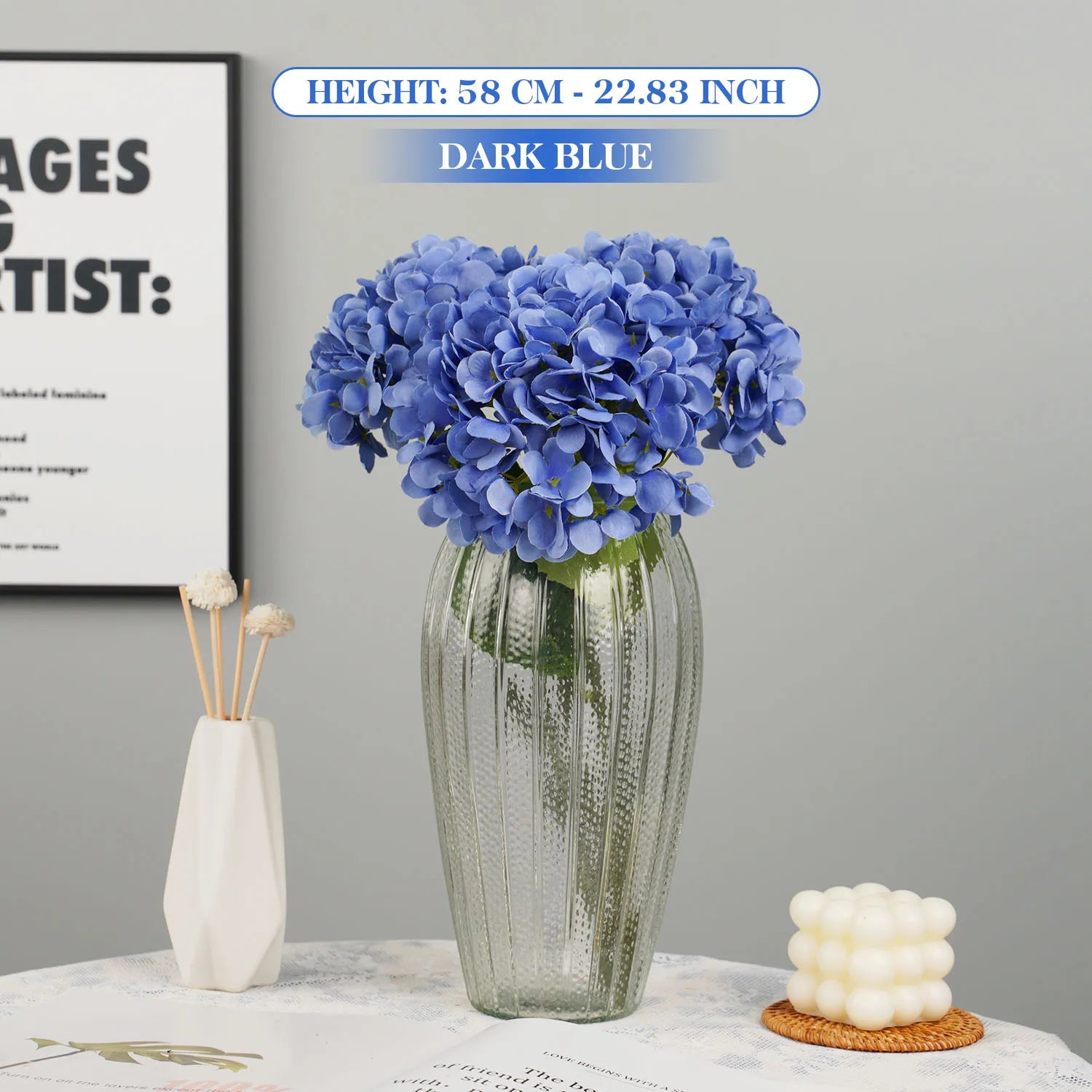 bouquet d'hortensias artificiels en soie pour mariages et décorations festives - vue 11 sur 19