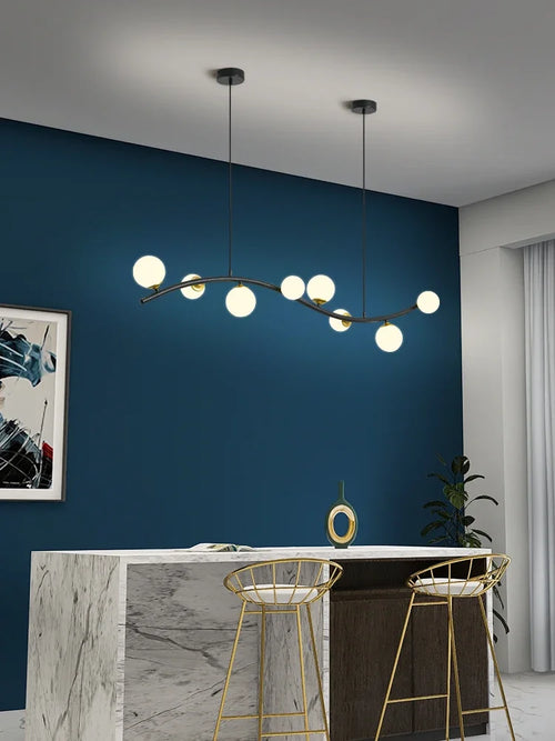 lustre en verre noir style nordique moderne pour restaurant et bar - vue 5 sur 10