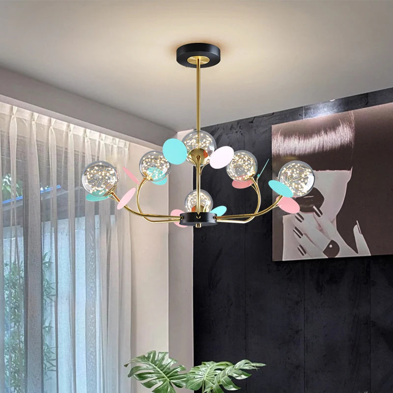 lustre led moderne atmosphérique nordique étoilé macaron créatif - vue 4 sur 16
