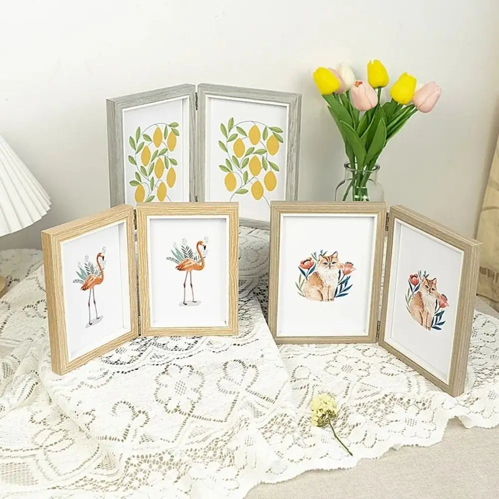cadre photo pliable en bois pour album de bureau - vue 4 sur 14