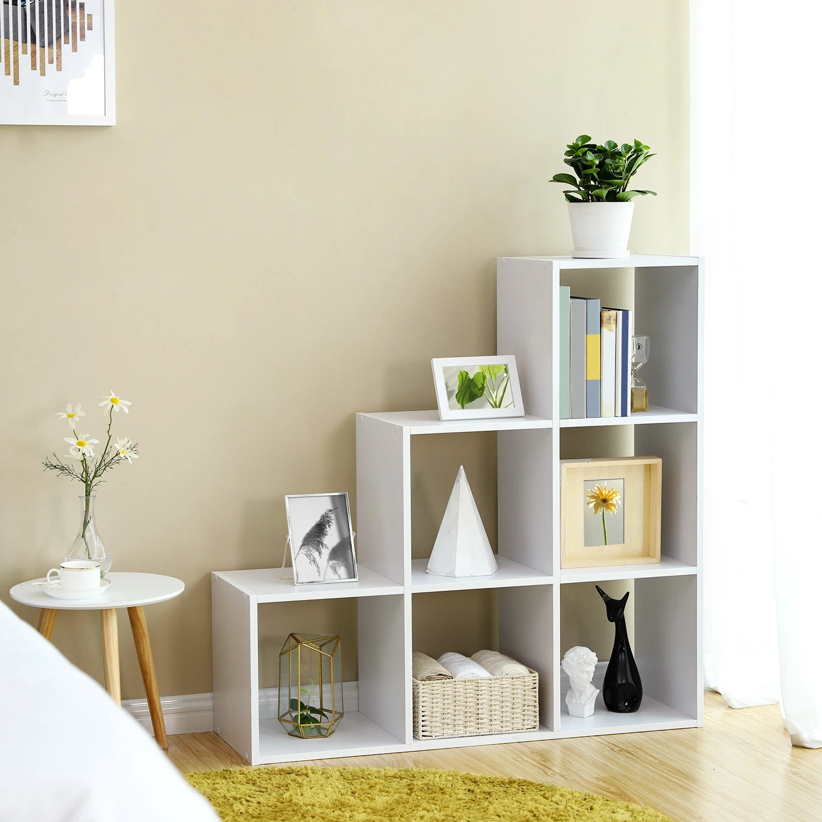 VASAGLE Stair Shelf, Bookcase, Step Shelf, Standing Shelf, with 6 Cubes, Ladder Shelf, Room Divider, Cube Shelf - vue 5 sur 8