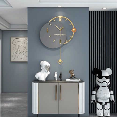 Large 3D Nordic Swingable Art Wall Clock, Modern Design, Home Living Room Clocks, Silent Home Decoration, Hanging Horologe - vue 3 sur 7