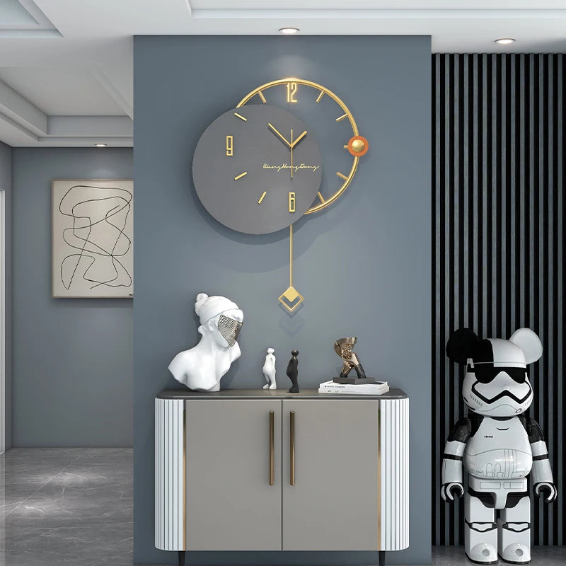 Large 3D Nordic Swingable Art Wall Clock, Modern Design, Home Living Room Clocks, Silent Home Decoration, Hanging Horologe - vue 2 sur 7