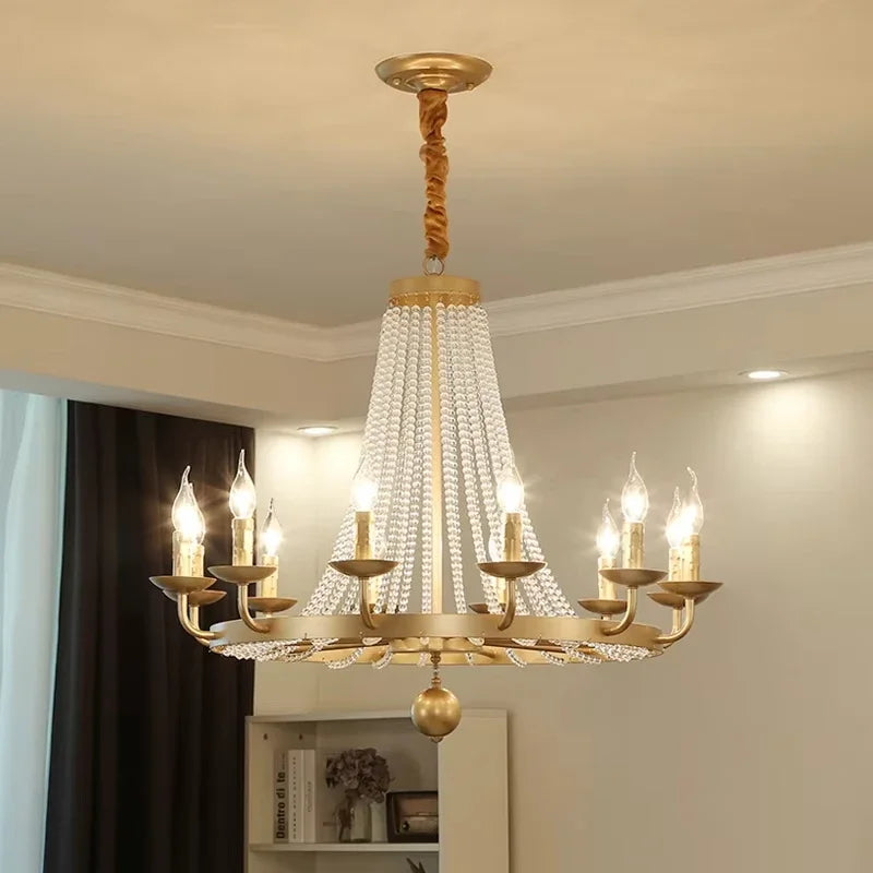 Nordic LED crystal chandelier for home decoration, bedroom and restaurant lighting, romantic and warm luxury crystal chandelier - vue 1 sur 10