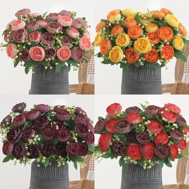 fleurs artificielles pivoines en soie pour mariage décoration florale - vue 4 sur 12