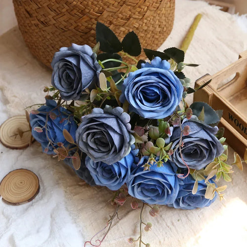 bouquet de roses artificielles en soie pour décoration intérieure - vue 2 sur 13