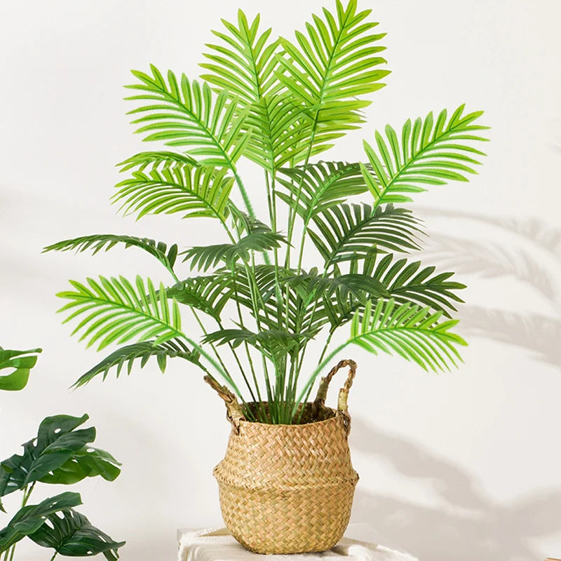 grand palmier artificiel avec branches de monstera pour décoration extérieure - vue 3 sur 9