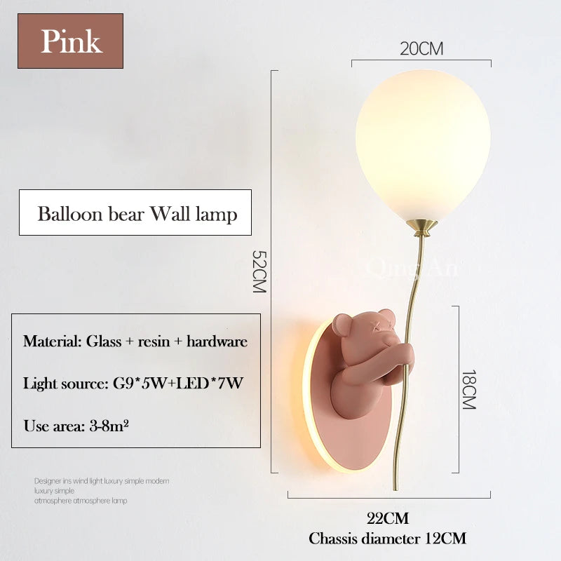 applique murale ours doré en verre lampe LED décoration chambre enfant - vue 10 sur 16
