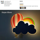 applique murale led nuage de ballons à air chaud pour enfants