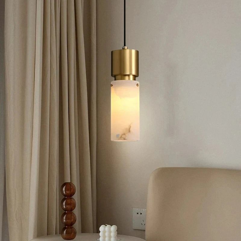 lustre en marbre naturel avec cordon réglable - vue 5 sur 7