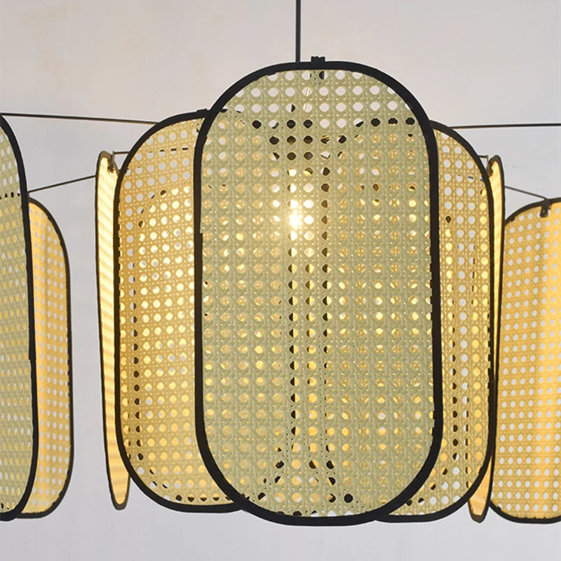 plafonnier en rotin style chinois décoratif pour restaurant 	 modèle - vue 6 sur 9