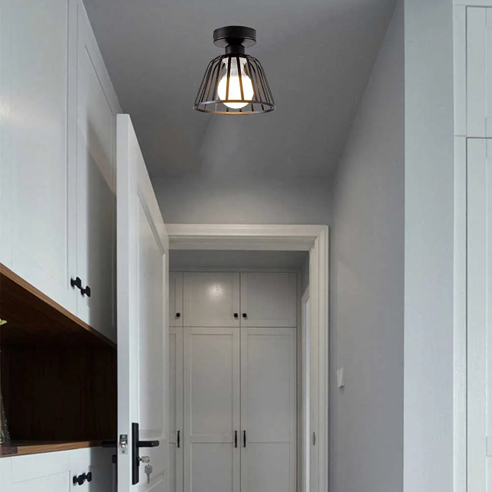 Iron walkway ceiling light minimalist Nordic retro balcony, kitchen light, hallway iron entrance small ceiling light - vue 4 sur 6