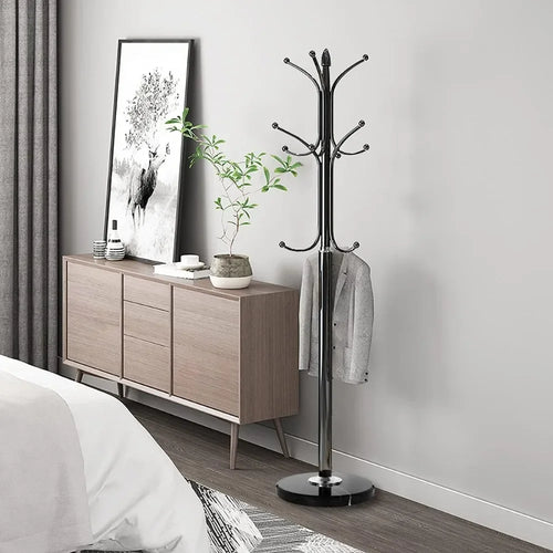 Metal Coat Rack Stand with Natural Marble Base, Free Standing Hall Tree with 12 Hooks for Hanging Scarf, Bag, Jacket - vue 6 sur 9