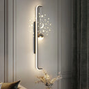 Modern Long Wall Lamps Living Room Wall Light TV Background Decorative Night Lights Black White Gold Star Projection AC 220V