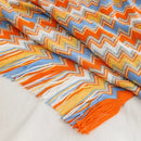 plaid boheme tisse doux avec pompons pour canape