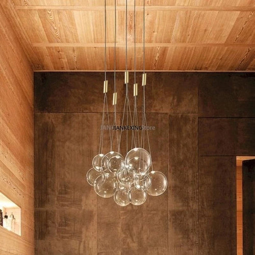 Nordic minimalist glass designer chandelier with LED - vue 4 sur 10