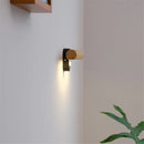 Nordic minimalist rotating wooden LED wall light