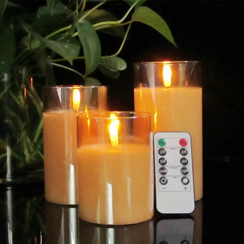 bougie pilier led rechargeable décorative avec télécommande en tube 3D - vue 9 sur 12