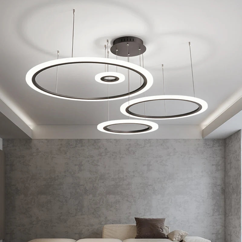 Modern minimalist nordic LED chandelier italian creative ring - vue 3 sur 12
