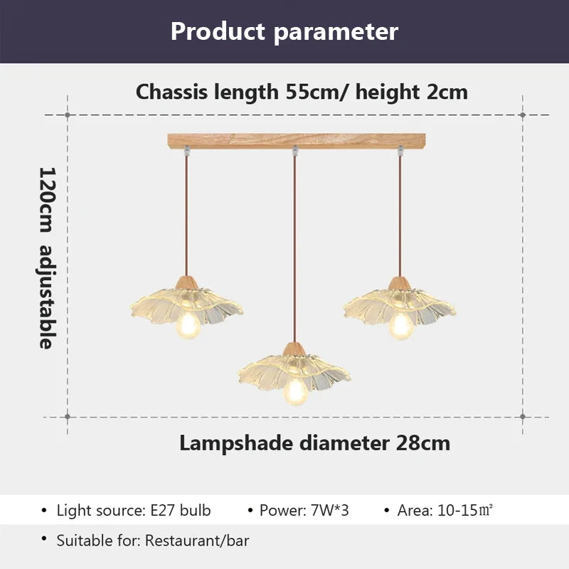 suspension nordique en verre et bois pour intérieur décoratif - vue 5 sur 12