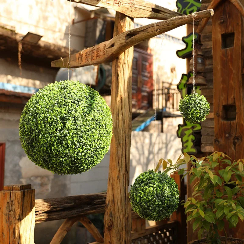 boule décorative en gazon artificiel pour jardin mariage et balcon - vue 5 sur 10