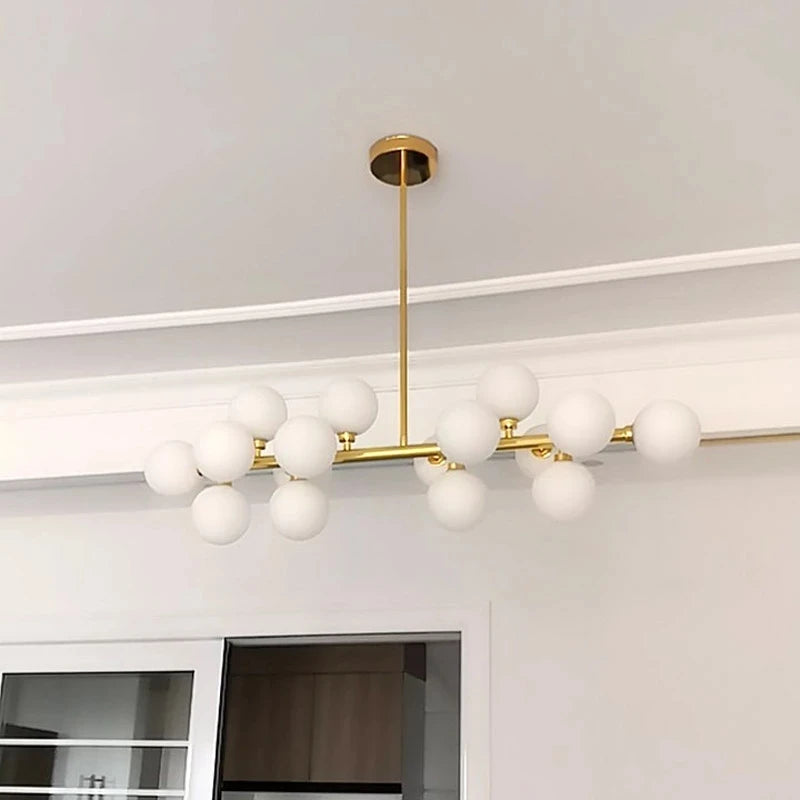 Nordique LED ronde lustre boule de verre or noir suspension lampe restaurant cuisine salon anneau décor à la maison luminaires