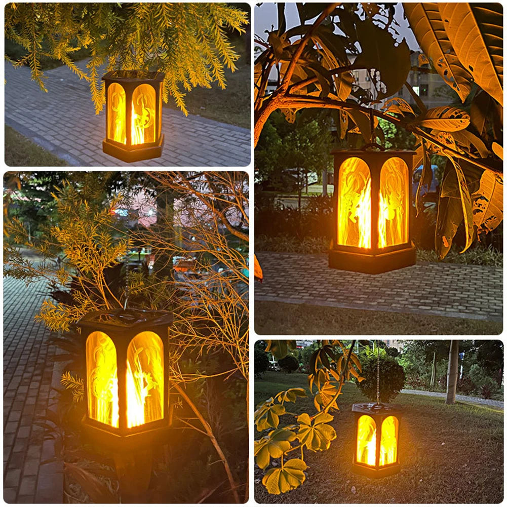 lampe torche solaire extérieure 96 led flamme vacillante étanche jardin - vue 8 sur 7