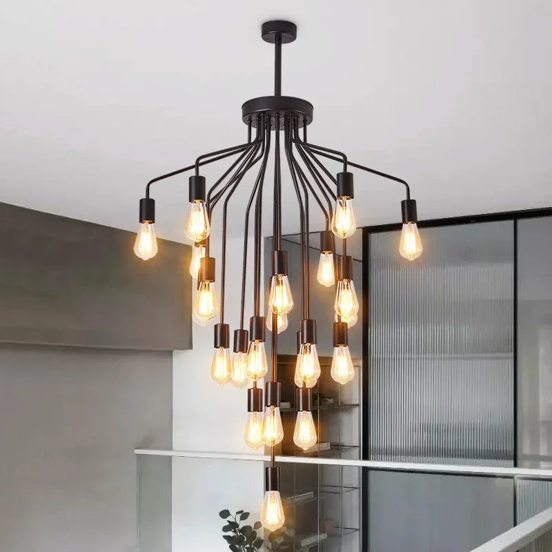 lustre rétro en fer avec led pour décoration intérieure - vue 4 sur 8