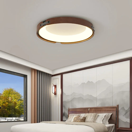 Ultra-slim wooden LED lamp in minimalist Nordic style - vue 2 sur 14