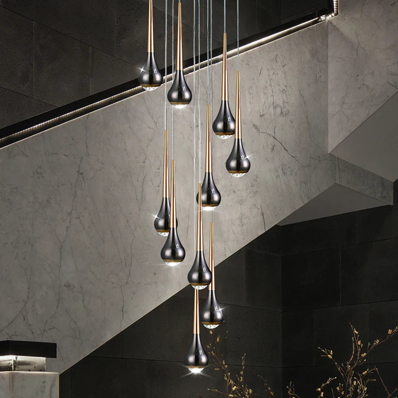 lustre long nordique moderne creux idéal pour loft hôtel appartement - vue 6 sur 16
