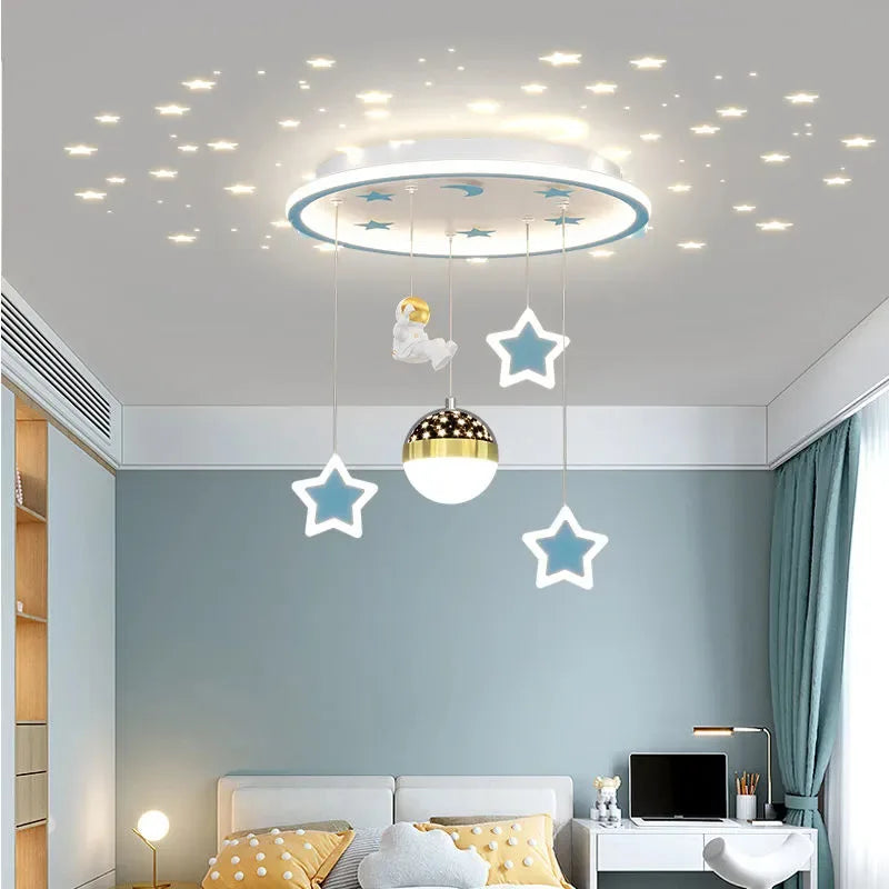 LED moderne créatif étoile suspension lumières enfants chambre lustre chambre salle d'étude maison dessin animé chambre d'enfants luminaires - vue 19 sur 21