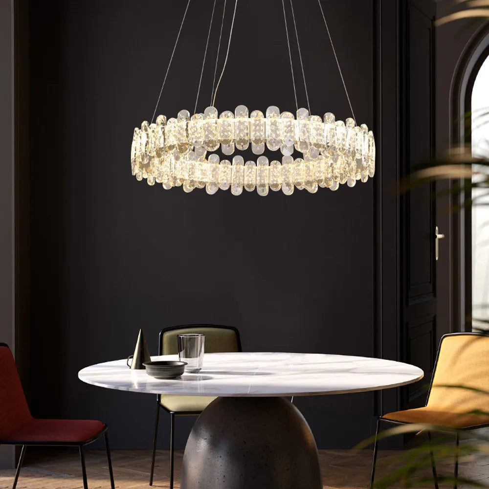 lustre moderne en cristal avec lampes led pour décoration - vue 3 sur 26
