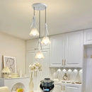 lustre suspendu à led en verre blanc laiteux à 3 têtes