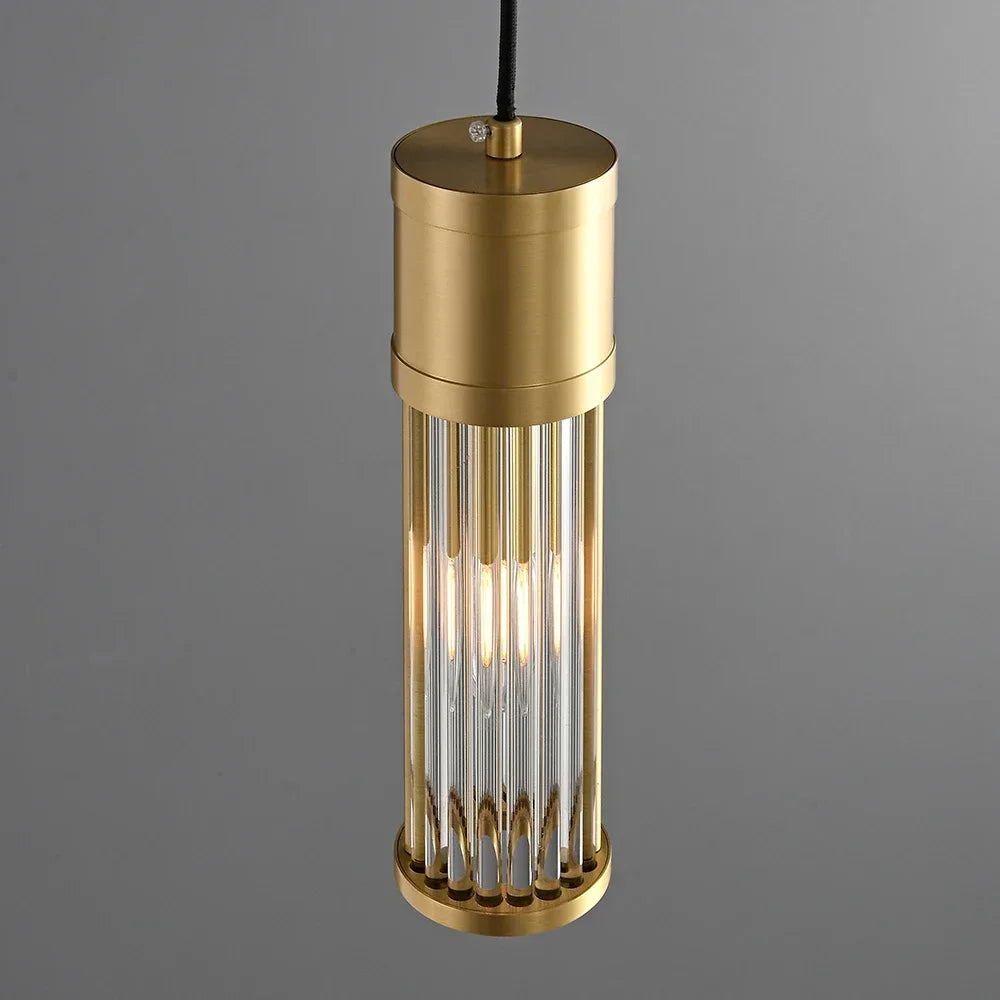 suspension à led en cuivre avec abat-jour en verre réglable - vue 6 sur 7
