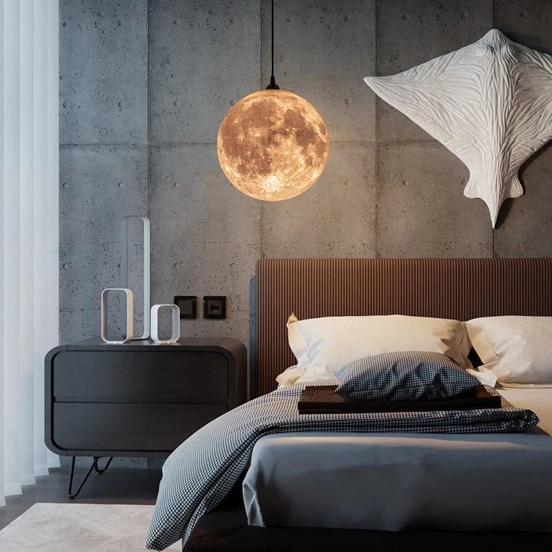 SANDYHA lune atmosphère lustre impression 3D 	 créative enfants chambre lampe Restaurant Bar suspension luminaires