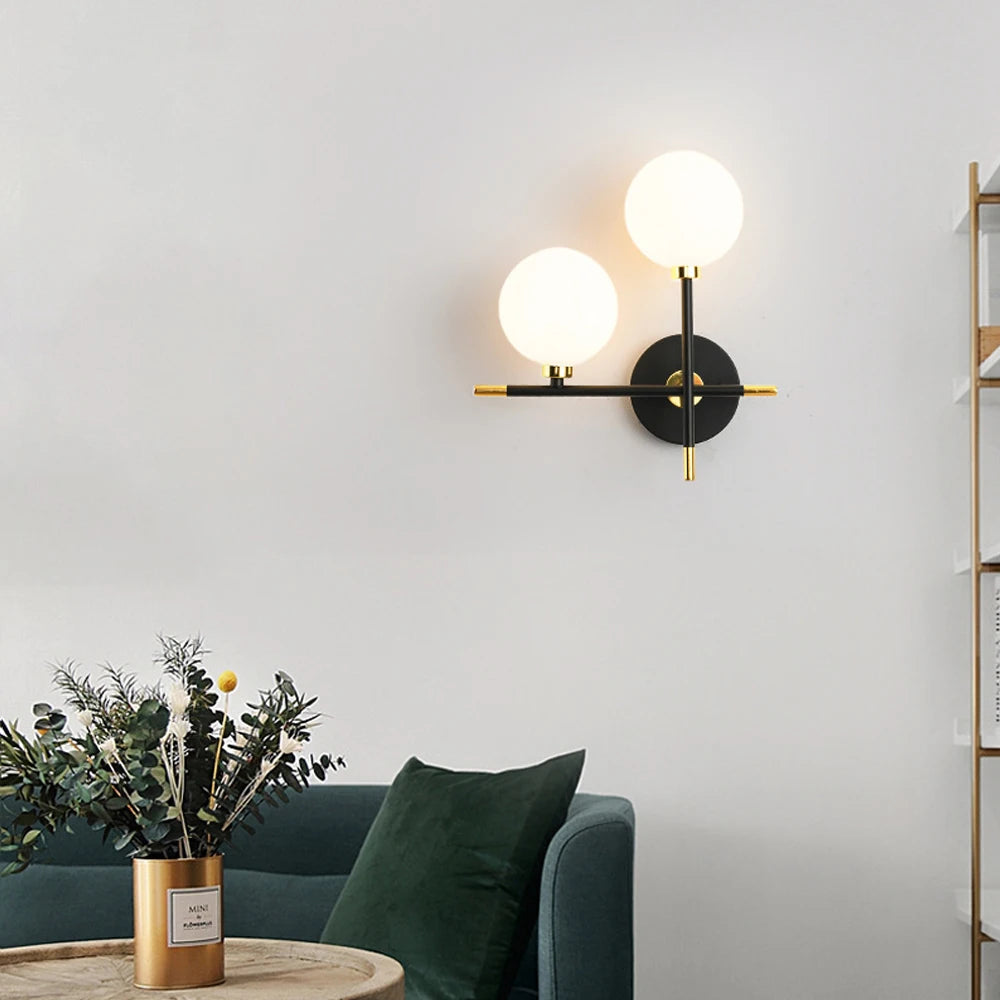 applique murale led moderne en boule de verre pour éclairage intérieur - vue 7 sur 8